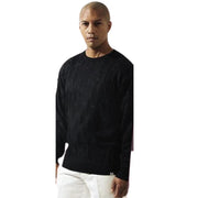 Men's Black Stacy Adams Cable Knit Crewneck Sweater