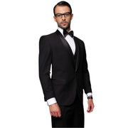 Men’s 3-Piece Tailored Fit Shawl Lapel Tuxedo - Black