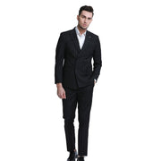 2-Piece Skinny Fit Double Breasted Pin Stripe Suit - Black by Tazzio