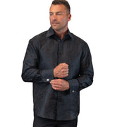 Men’s Black Fancy Woven Long Sleeve Dress Shirt