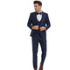 Men’s 3-Piece Skinny Fit Birdseye Suit with Satin Shawl Lapel - Blue by Tazzio
