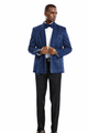 3-Piece Paisley Suit For Men In Blue/Black- Slim Fit