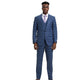 Men's Windowpane Hybrid Fit 3-Piece Suit In Blue by Stacy Adams