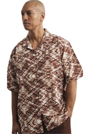 Men’s Brick Abstract Print Crepe Poly Short Sleeve Shirt