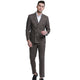 2-Piece Skinny Fit Double Breasted Plaid Suit - Brown by Tazzio
