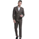 Brown Plaid Double-Breasted Two-Piece Skinny Fit Suit