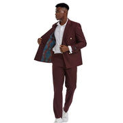 Burgundy 2-Piece Skinny Fit Suit by Tazzio - M356SK