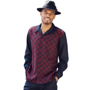 Men’s Black Red Pattern Walking Suit – 2 Piece Long Sleeve Set