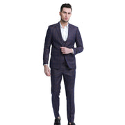 Burgundy Windowpane 3-Piece Skinny Fit Suit by Sean Alexander - M328SK