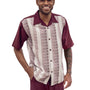 Modairn Collection: Plaid 2-Piece Walking Suit Shorts Set in Burgundy