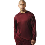Clavius Collection: Burgundy Ribbed Knit Long Sleeve Crew Neck Shirt