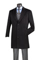 Men's Single-Breasted Wool and Cashmere Blend Top Coat - Black