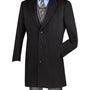 Men's Single-Breasted Wool and Cashmere Blend Top Coat - Black