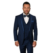 3-Piece Sapphire Tuxedo with Bow Tie and Flat Front Pants - Sapphire