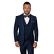 Eliot Collection: 3PC Sapphire Tuxedo with Flat Front Pants and Matching Bow Tie