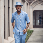Carolina Geometric Front Short Sleeve Walking Suit Set - Classic Fit