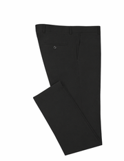 Black Stretch Wool Feel Dress Pants Flat Front Ultra Slim Fit