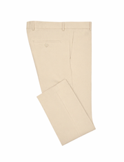 Beige Stretch Wool Feel Dress Pants Flat Front Ultra Slim Fit