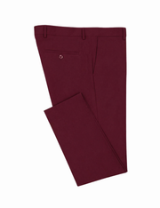 Burgundy Stretch Wool Feel Dress Pants Flat Front Ultra Slim Fit