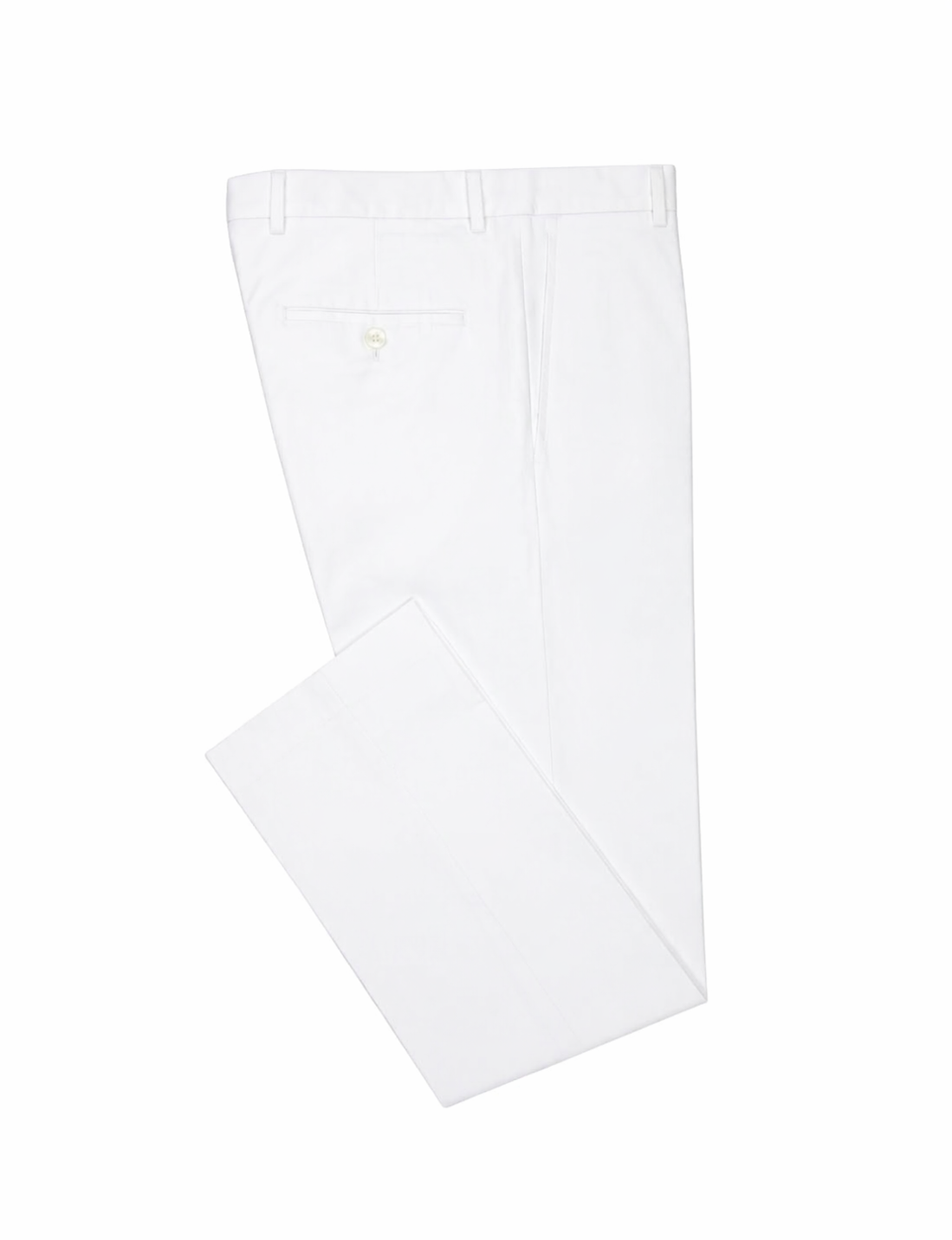 white flat front dress pants folded view