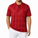Men’s Chelli Textured Argyle Knit Polo Shirt – Red
