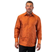 Men’s Copper Fancy Woven Long Sleeve Dress Shirt