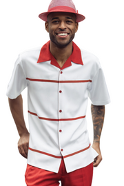 Crimson Horizontal Color Block Walking Suit