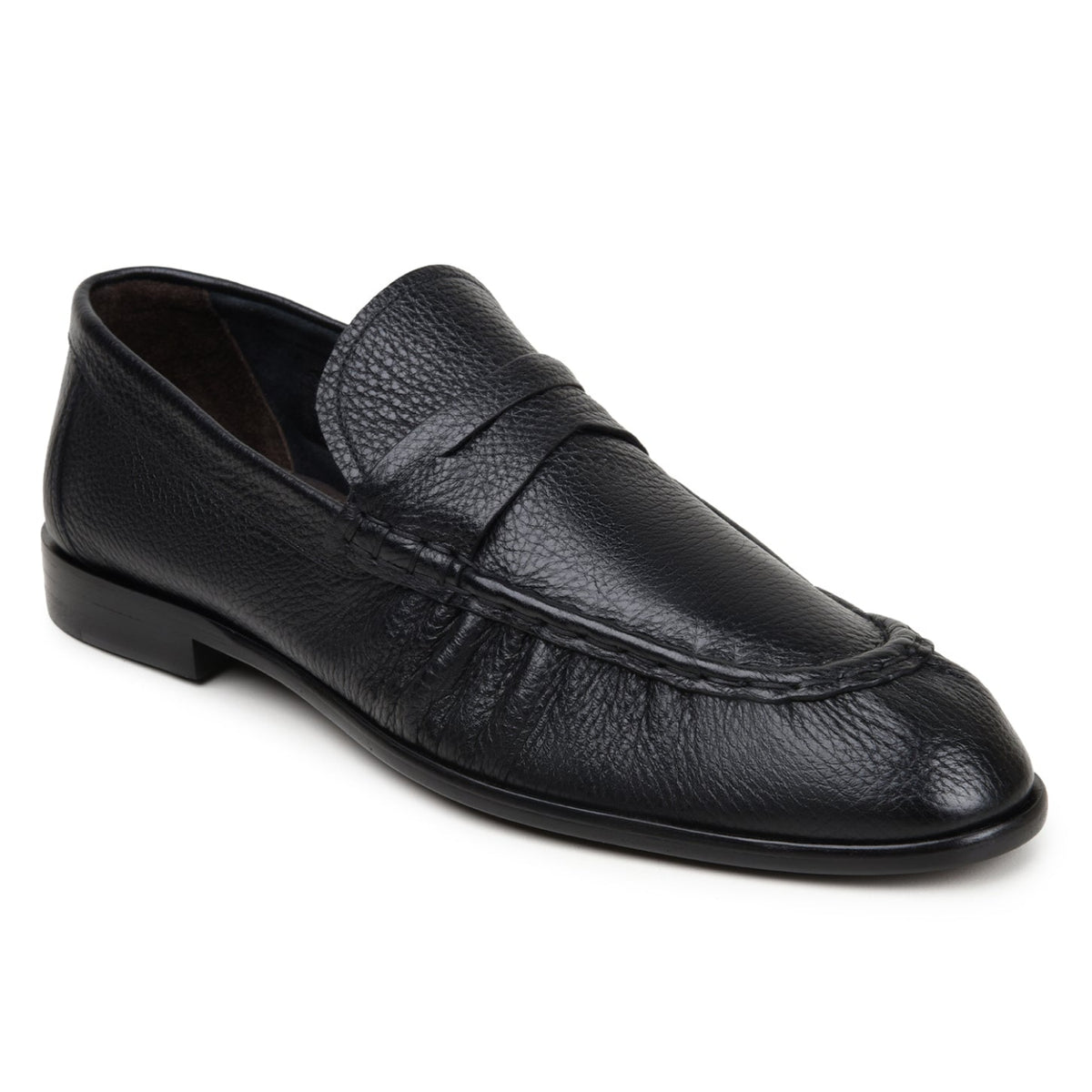 Black Italian deerskin penny loafer by Belvedere