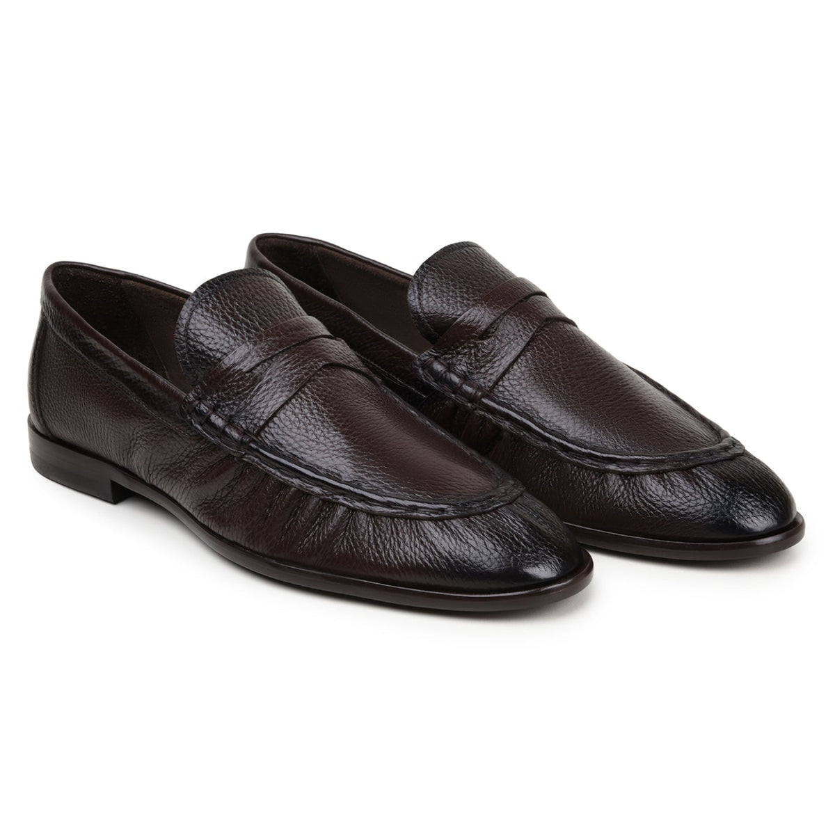 Pair of brown Italian deerskin penny loafers