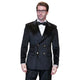 Elestian Collection: Black 2-Piece Velvet Double-Breasted Suit with Gold Buttons