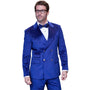 Elestian Collection: Sapphire 2-Piece Velvet Double-Breasted Suit with Gold Buttons