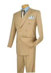 Men’s 2-Piece Double-Breasted Regular Fit Suit with Adjustable Waistband - Beige