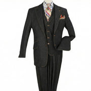 Black 3 Piece Long Sleeve Regular Fit Fashion Denim Suit - DEN2