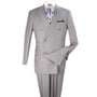 Light Grey Classic Double-Breasted Suit Luxury Wool Feel with Side Vents