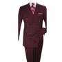 Burgundy Classic Double-Breasted Suit Luxury Wool Feel with Side Vents
