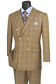 LuxLands Collection: Mocha 2 Piece Glen Plaid Double-Breasted Regular Fit Suit