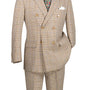 LuxLands Collection: Beige 2 Piece Glen Plaid Double-Breasted Regular Fit Suit