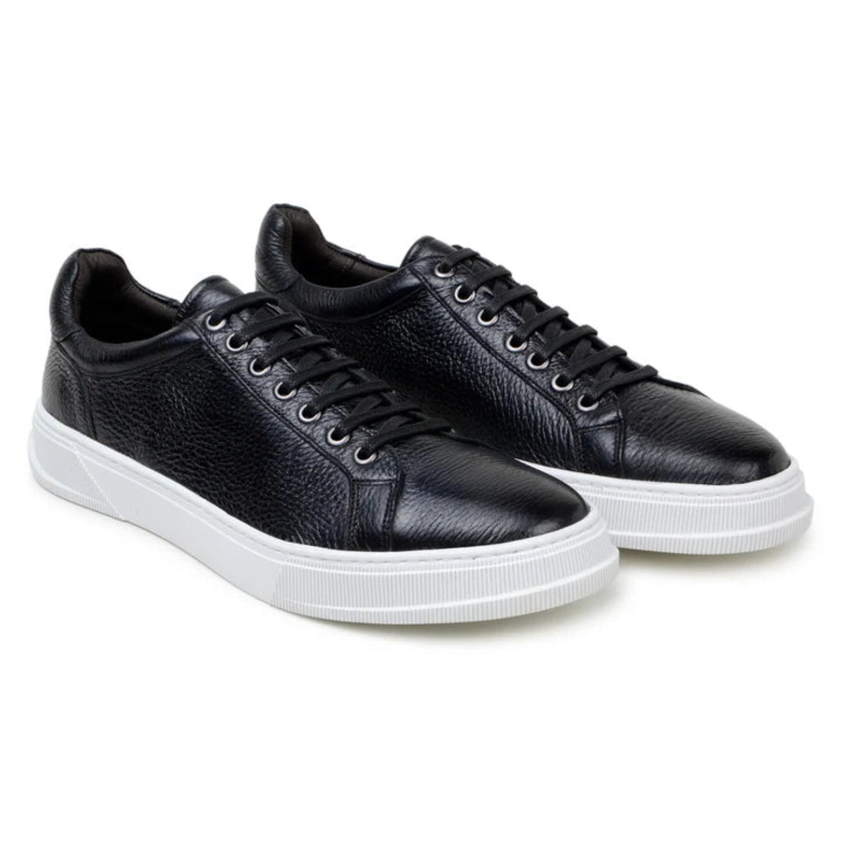 Pair of black Italian deerskin low-top sneakers
