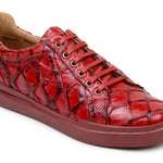 Belvedere Kingstone Exotic Genuine Pirarucu Leather Sneakers in Red