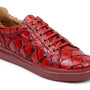 Belvedere Kingstone Exotic Genuine Pirarucu Leather Sneakers in Red