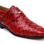 Belvedere Renzo Exotic Pirarucu Leather Lace-Up Moc Toe Shoes in Red