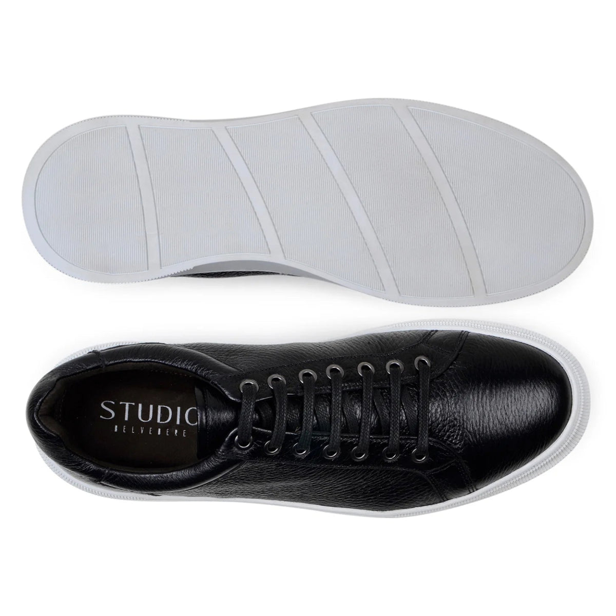 Rubber gel outsole of black Belvedere sneaker