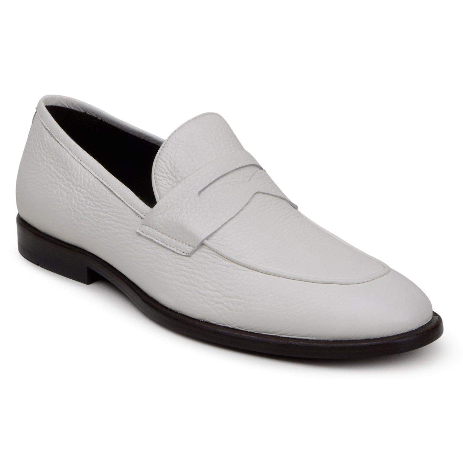 white deerskin penny loafer side view