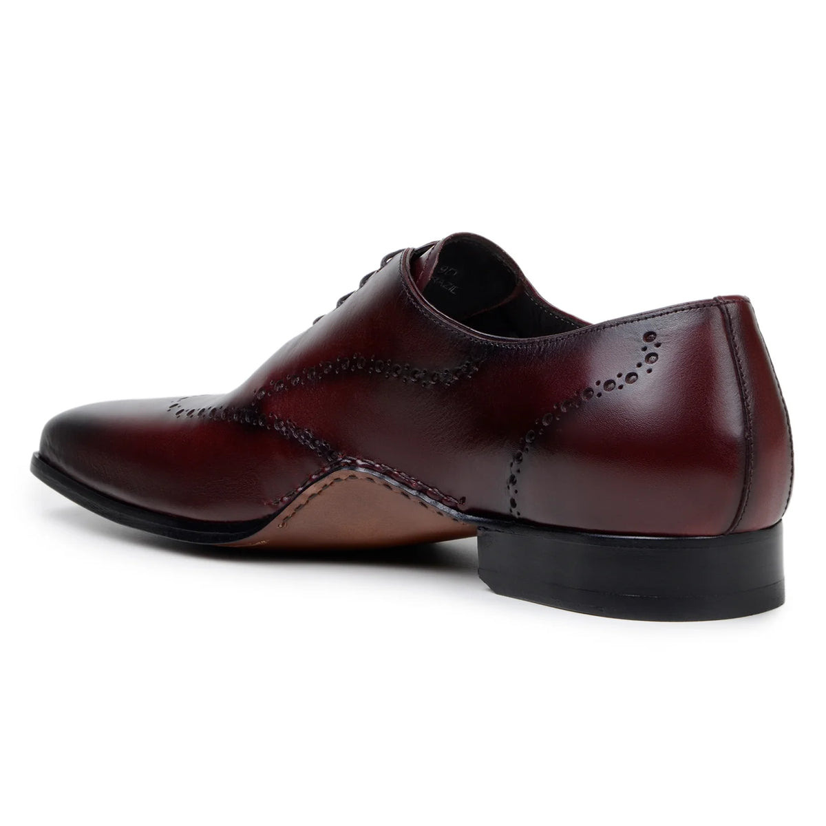 Belvedere Otto Burgundy lace-up dress shoe — rear three-quarter view