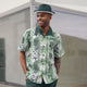 Phobos Collection: Montique's Men’s Emerald Green Botanical Print Walking Suit