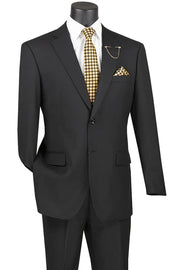2-Piece Regular Fit Suit with Adjustable Waist Pants - Black