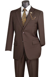 2-Piece Regular Fit Suit with Adjustable Waist Pants - Brown