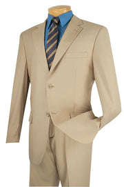 2-Piece Regular Fit Suit with Adjustable Waist Pants - Beige