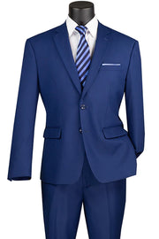 2-Piece Regular Fit Suit with Adjustable Waist Pants - Twilight Blue