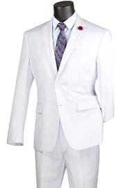 2-Piece Regular Fit Suit with Adjustable Waist Pants - White